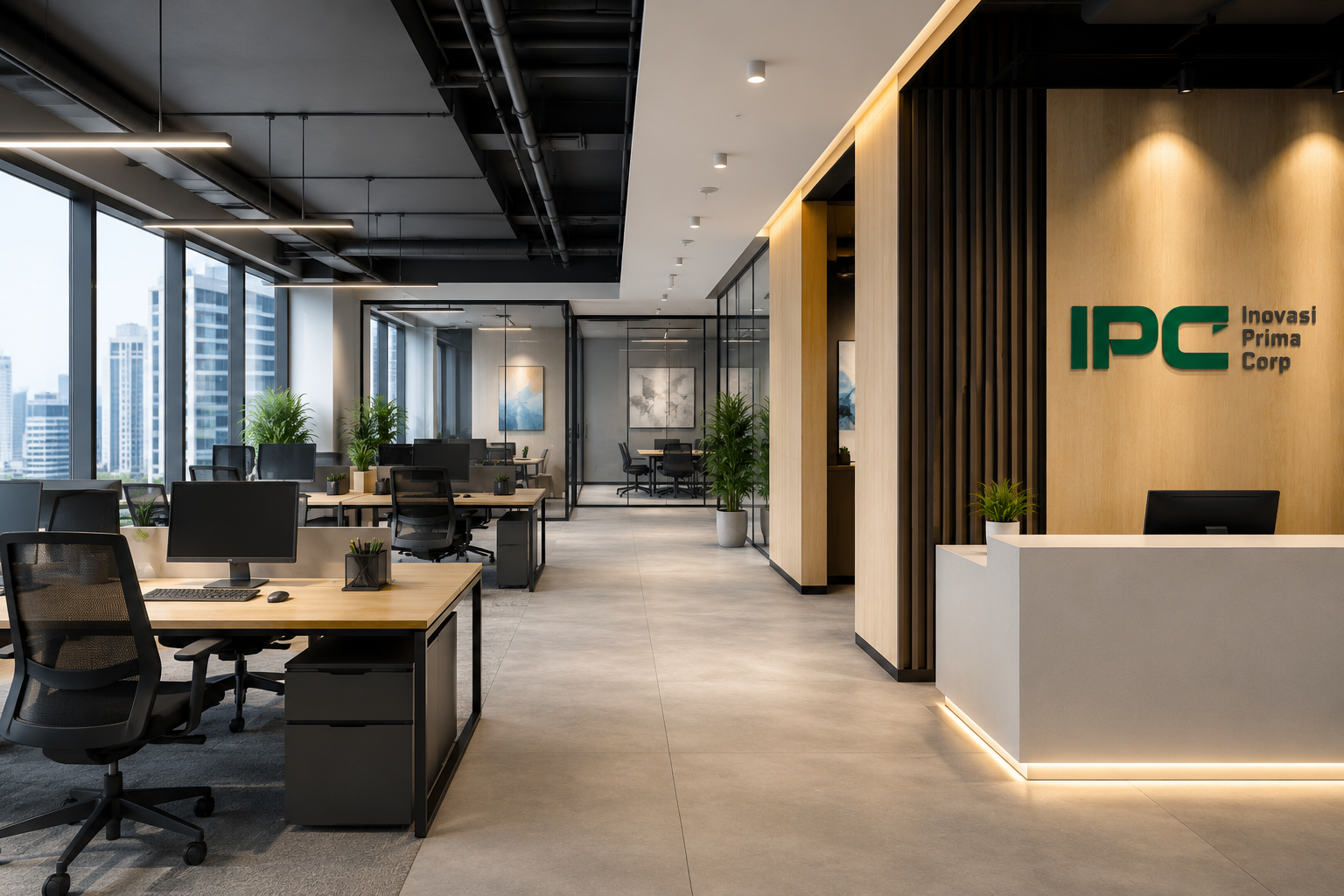 Interior kantor modern oleh PT Inovasi Prima Corp